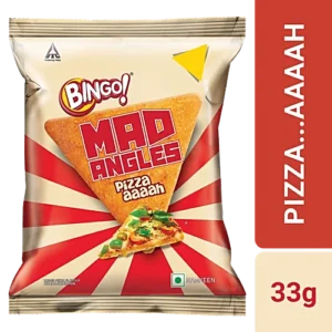 Bingo! Mad Angles Pizza Flavour - Corn-Based Crunchy Chips, Perfect for Snacking, 33 g