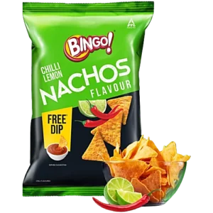 Bingo! Chilli Lemon Nachos Flavour, 44 g (With Free Dip)