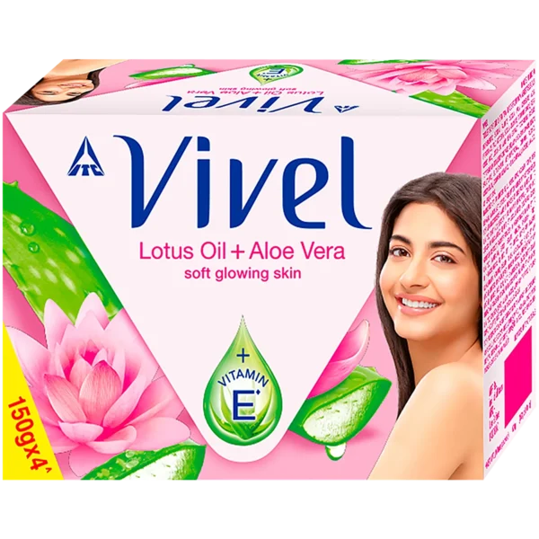 Vivel Lotus Oil + Aloe Vera Soap, 150 g (Pack of 4)