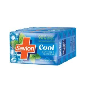 Savlon Cool Soap, with Menthol & Glycerin, 300g (75g - Combo Pack of 3+1), Soap for Men and Women, For All Skin Types