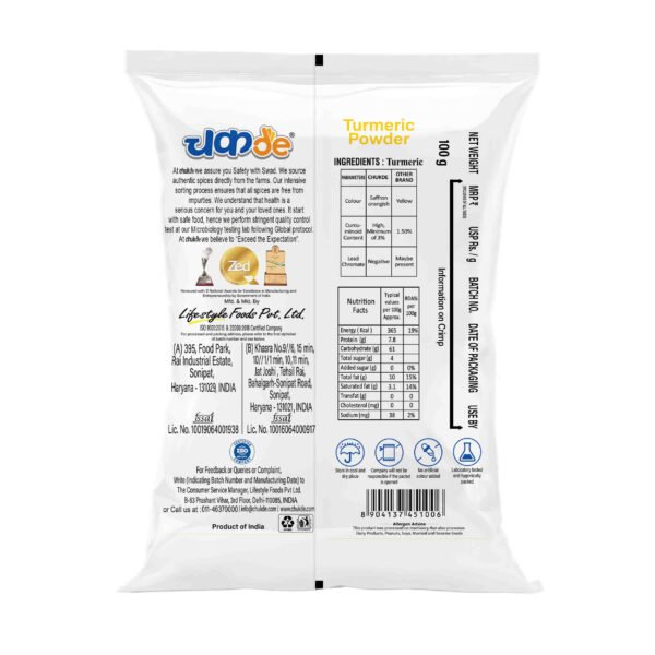 Chukde Spices Turmeric/Haldi Powder 100g - Image 2