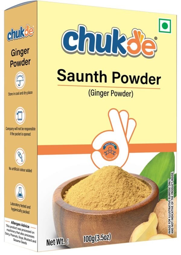 Chukde Ginger Powder - Sonth Powder - 100 Gm | For Cooking, Chai Tea & Desserts | No Artificial Color | Lab Tested & Hygienically Packed