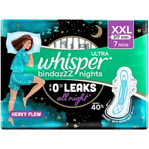 Whisper Ultra Overnight Sanitary Pads - Extra Large Wings, 7 pcs Pouch