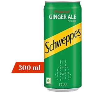 Schweppes Original Ginger Ale Flavoured Soft Drink - Refreshing Taste & Delicious Flavour, 300 ml Can
