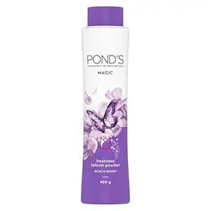 POND'S Magic Acacia Honey Fragrance Talcum Powder 400 g, Cooling Fresh Talc for Face & Body - For Men & Women