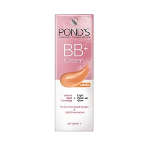Ponds BB+ Cream - With SPF 30 PA++, For Spot Coverage, Light Make-Up Glow, 9 g Natural