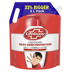 Lifebuoy Total 10+ Handwash - 99.9% Germ Protection, Active Silver 10+ Formula, 2 L Refill Pack