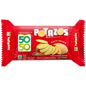 Britannia 50-50 Potazos - Masti Masala, Spicy Flavoured Crisps, 71.5 g Pouch