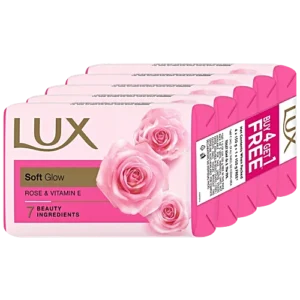 Lux Soft Glow Soap - Rose & Vitamin E, 150 g (Buy 4 Get 1 Free)