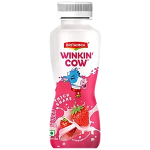 Britannia Winkin Cow Strawberilicious Thick Milkshake, 180 ml PET Bottle