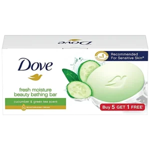 Dove Fresh Moisture Beauty Bathing Bars, 75 g (Buy 5 Get 1 Free)