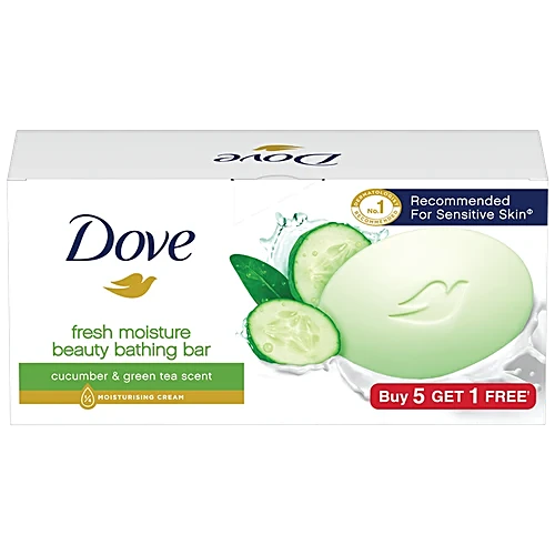 Dove Fresh Moisture Beauty Bathing Bars, 75 g (Buy 5 Get 1 Free)