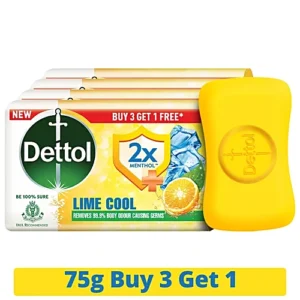 Dettol Lime Cool Bathing Soap Bar With 2X Menthol, 75 g (Buy 3 Get 1 Free)
