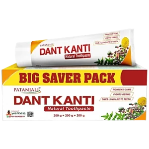 Patanjali Dant Kanti Natural Herbal Toothpaste for Oral Care, 200 g (Pack of 3)