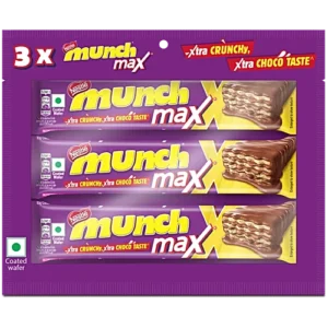 Nestle Munch Max Chocolate Coated Crunchy Wafer Bar, Value Pack, 115.5 g (3 units x 38.5 g each)