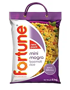 Fortune Basmati Rice, Mini Mogra, 5Kg - Suitable for Daily Cooking