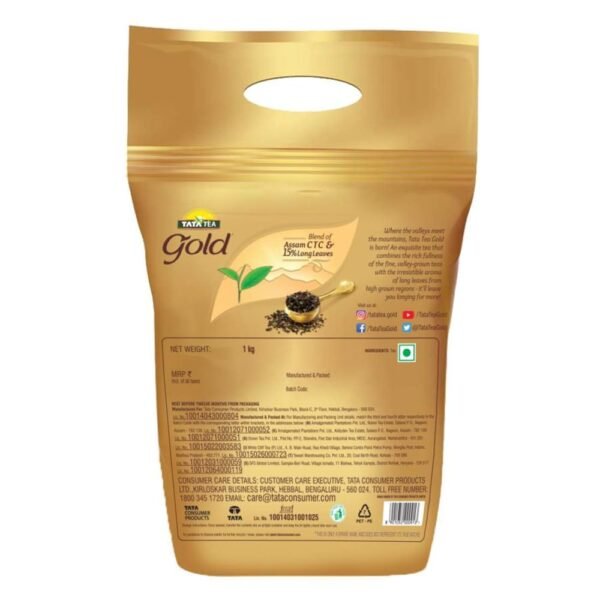 Tata Tea Gold 1kg, Premium Assam Teas With Gently Rolled Aromatic Long Loose Leaves, Rich & Aromatic Chai, Black Tea - Image 2