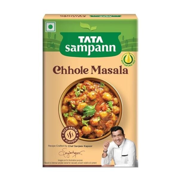 Tata Sampann Chhole Masala with Natural Oils, 100g, Chole Masala Powder, Crafted by Chef Sanjeev Kapoor, With Chef’s Exclusive Tip, Rich Aroma & Flavour