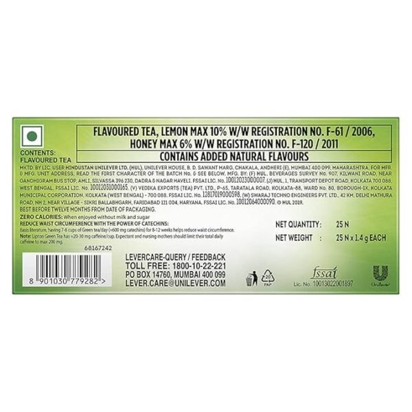 Lipton Honey Lemon Green Tea 25Bags - Image 2
