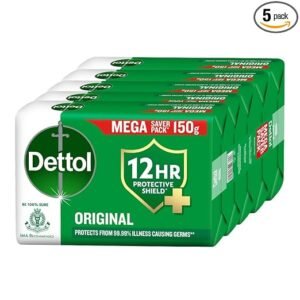 Dettol Original Bathing Soap Bar with 12hr Germ protection (750gm) | Kills 99.99% Germs, 150g