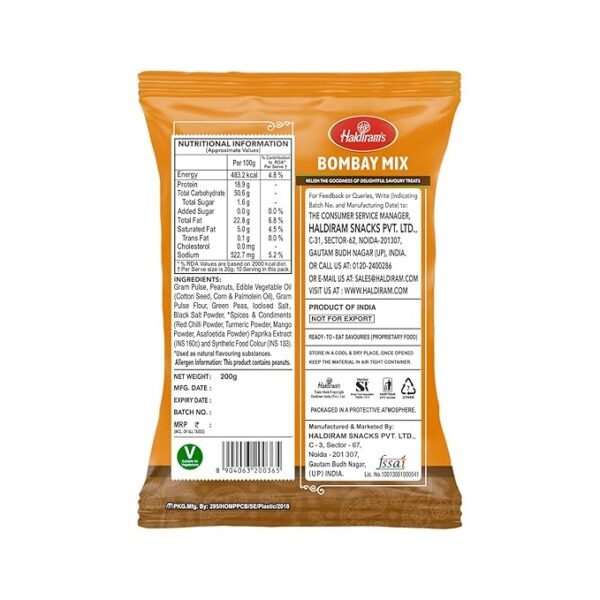 Haldiram’s Bombay Mixture | Bombay Style Snacks | Namkeen | Salty and Spicy in Flavour | No Preservatives | Vegetarian | Zero Cholesterol| 200g - Image 3