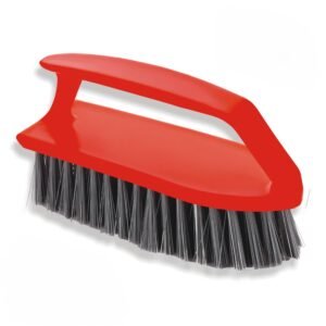ANSA Cloth Cleaning Brush with Easy Grip Handle – Heavy-Duty Iron Shape Scrub Brush with Tough Nylon Bristles for Clothes, Laundry, Bathroom, Floor & Home Cleaning | white/seagreen