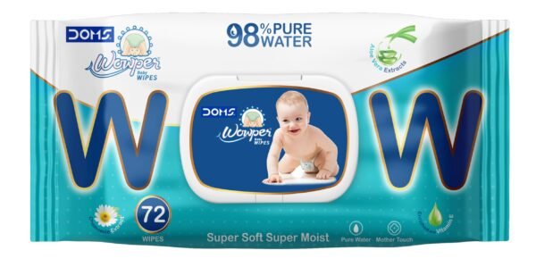 Wowper Baby Gentle 97% Pure Water Soft Moisturizing Wet Wipes With Lid | Aloe Vera Extracts| Paraben & Sulphate Free | 72 pcs