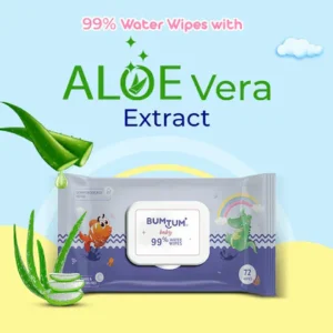 Bumtum Baby Gentle 99% Pure Water Soft Moisturizing Wet Wipes With Lid | Aloe Vera & Chamomile Extracts | Paraben & Sulfate Free