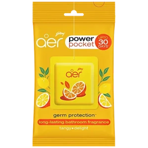 Godrej Aer Power Pocket Bathroom Fragrance - Tangy Delight With Germ Protection, Long Lasting, 10 g