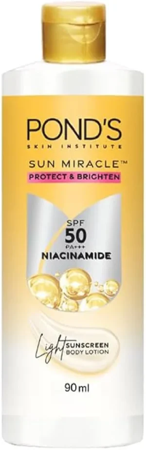 POND'S SUN MIRACLE SPF 30 PA+++ LIGHTWEIGHT SUNSCREEN BODY LOTION, PROTECTS FROM UVA/UVB RAYS, 1% ACTIVE NIACINAMIDE, NO WHITE CAST-90ML