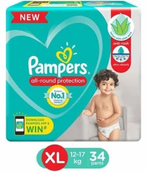 Pampers All round Protection Pants, Extra Large size baby diapers (XL), 34 Count