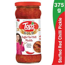 TOPS GOLD STUFFED RED CHILLI PICKLE 375g.