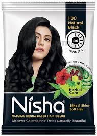 NISHA NATURAL HENNA BASED HAIR COLOR NATURALLY BLACK.