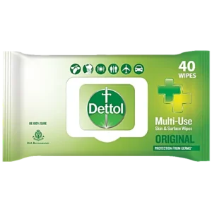 DETTOL MULTI-USE SKIN & SURFACEN WIPES ORIGINAL PROTECTION FROM GERMS 40 WIPES.