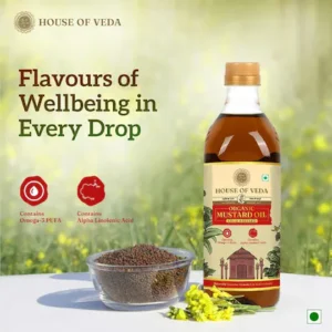 HOUSE OF VEDA ORGANIC MUSTARD OIL COLD PRESSED 1L (910g).